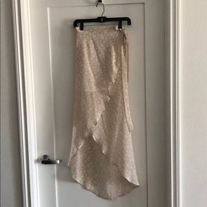 Beige Floral Wrap Skirt